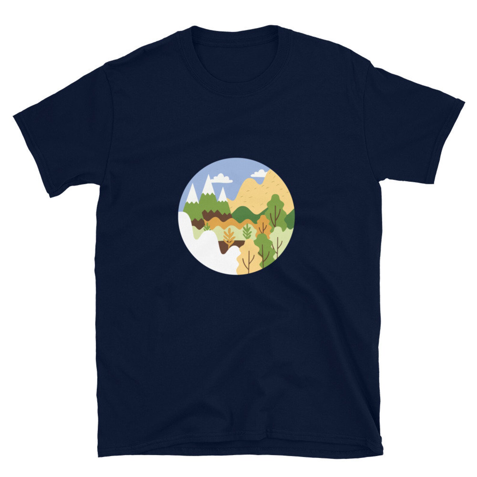 Mountain View Cartoon Art Illustration Short-Sleeve Unisex | Etsy