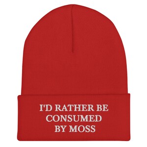 I'd Rather Be Consumed By Moss Embroidered Cuffed Beanie Hat | Cottagecore Spooky Bog Witch image 6