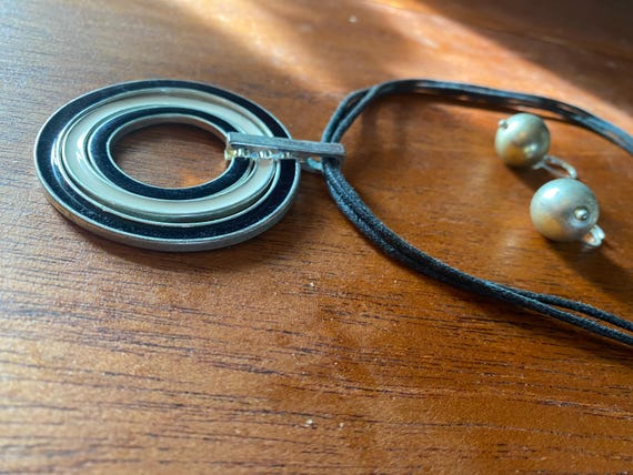 Black/White Circle Shape Boho Chic Set with Pearl… - image 3