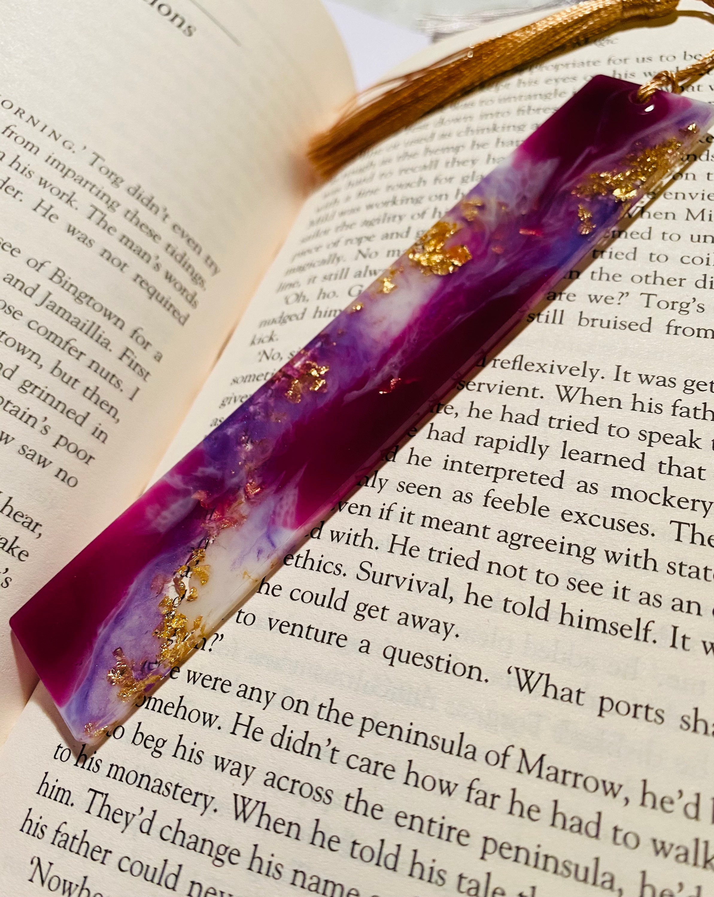 Marble resin bookmark | Etsy