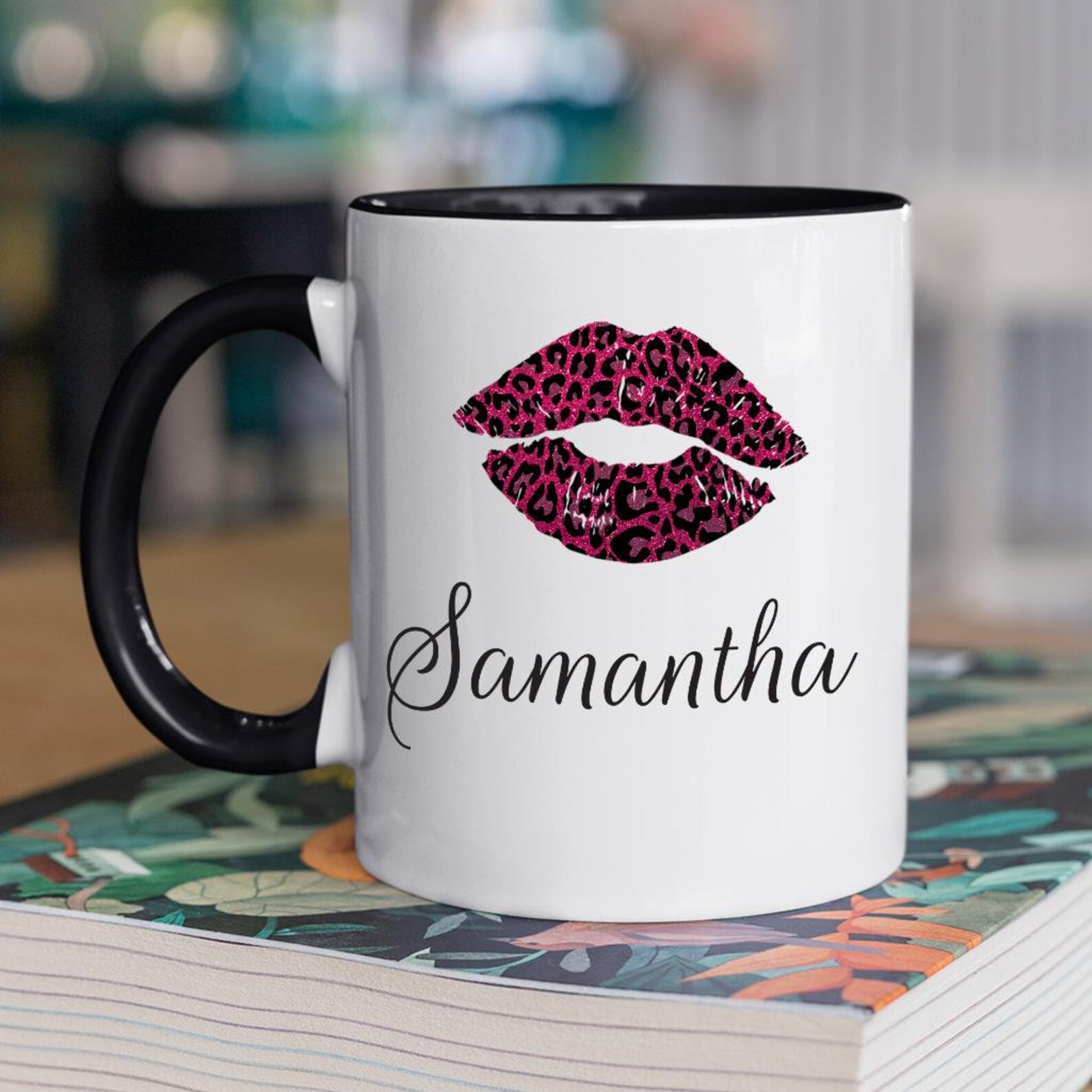 Lips Coffee Mug White with Colored Inside and Handle Etsy