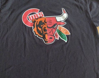 Chicago sports teams mashup black Tshirt 2XL