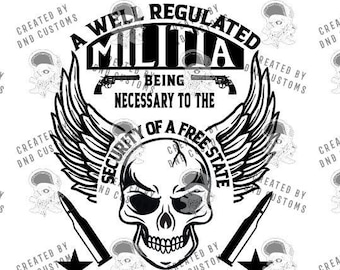 Militia Skull 2nd Amendment SVG eps digital design. Support the Second Amendment svg