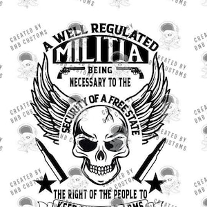 Militia Skull 2nd Amendment SVG eps digital design. Support the Second Amendment svg