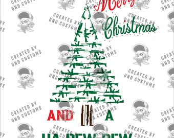 árbol de armas de Navidad - AR15 AK47 , AR-15 AK-47 gun Tree SVG (solo archivo digital)