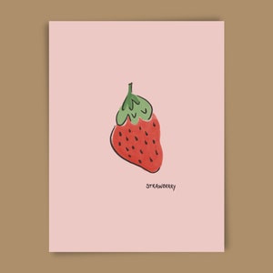 Illustration de fraise, Cartes postales, Carte illustrée, Carte d’art, amateur de fraise,