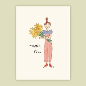 Carte de voeux merci - carte remerciement - carte postale - carte copines - carte a6 - illustration merci