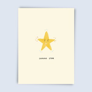 Biglietto d'auguri Stella splendente - Biglietto di buona fortuna - Biglietto orgoglioso di te - Biglietto di ringraziamento - Biglietto fidanzata - Illustrazione - Cartolina A6