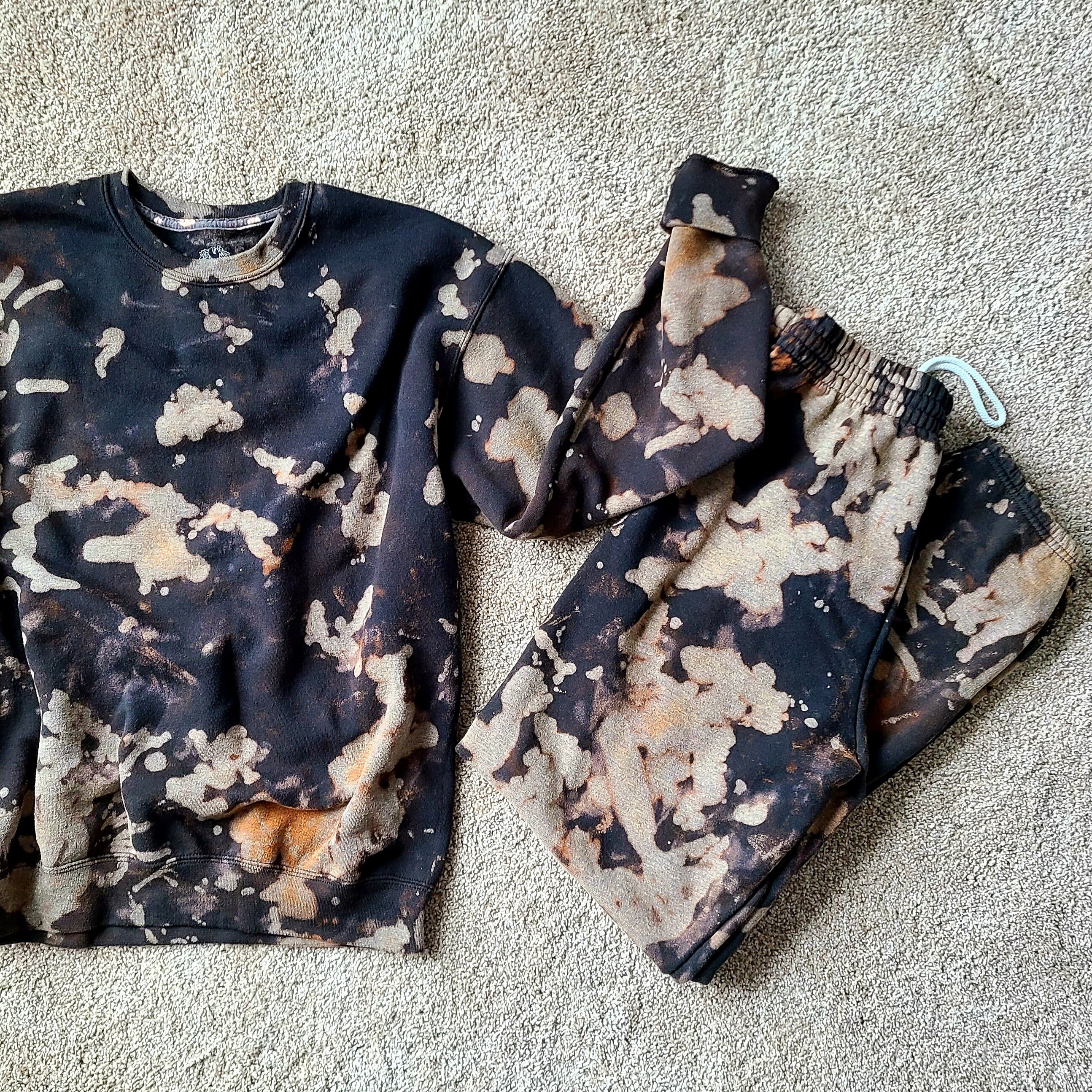 bleached sweatshirt and sweatpants
