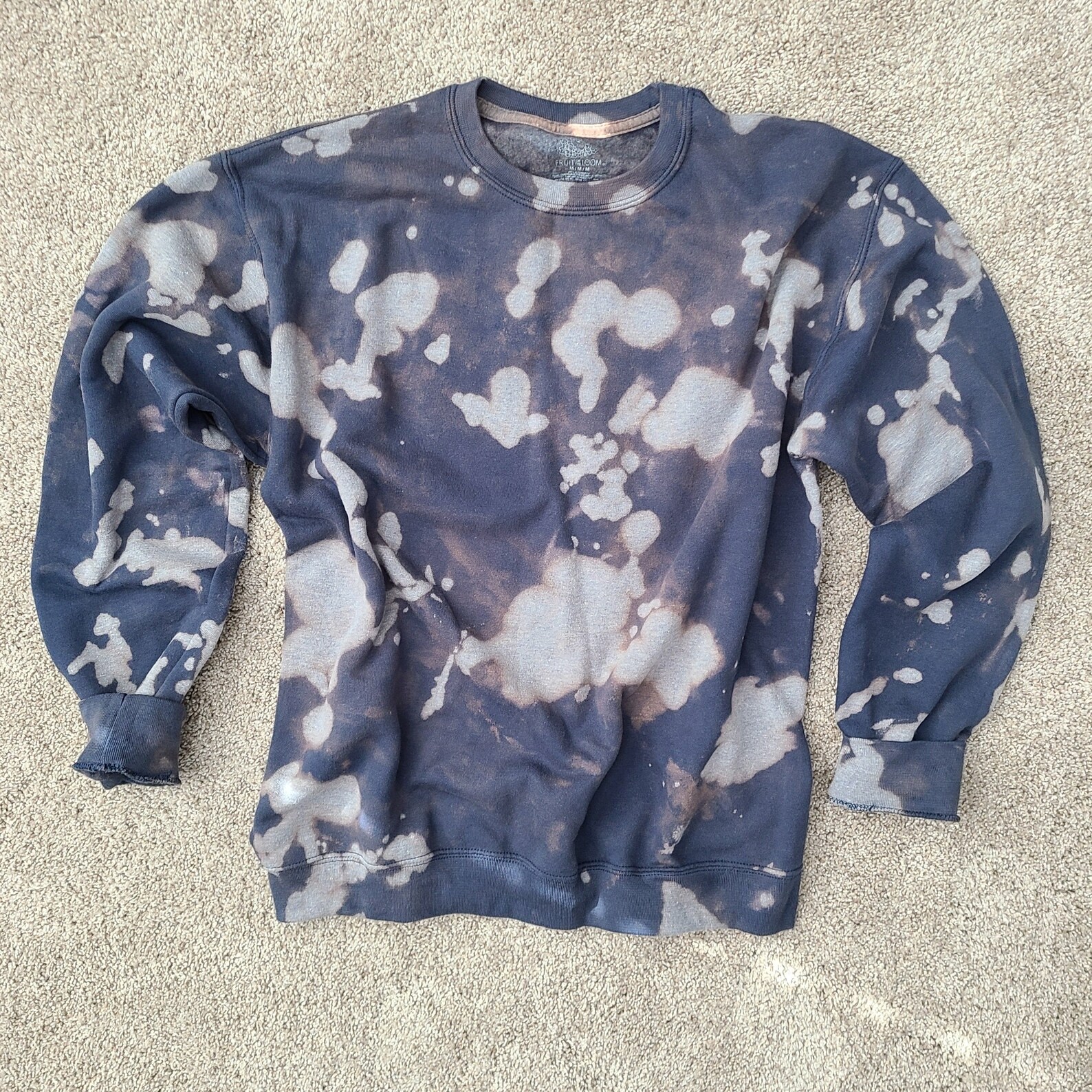 bleach dye navy blue sweatshirt