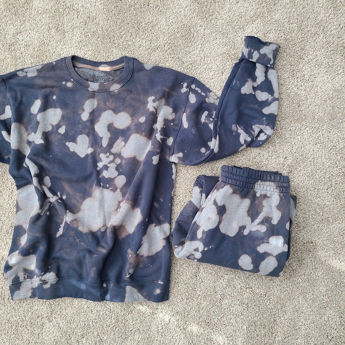 bleach dye navy blue sweatshirt