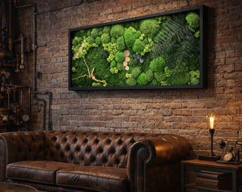 Moss Frame Wall Art | Preserved Fern & Forest Moss Decor | Zero Maintenance Wood Frame | Biophilic Nature Gift