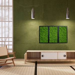 Three frames with reindeer moss, Wall Art, Moss decorations, Green Moss, Wall Decor, Gift forHome, Moss decor,