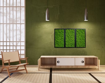 Three frames with reindeer moss, Wall Art, Moss decorations, Green Moss, Wall Decor, Gift forHome, Moss decor,