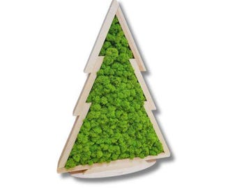 Handmade Wooden Slat Christmas Tree with Stabilized Reindeer Moss | Natural Minimalist Holiday Décor | Rustic Christmas Decoration