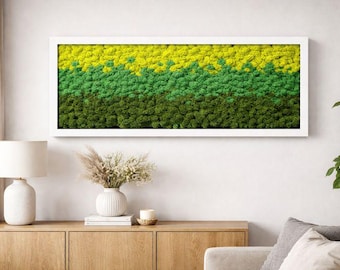 Ombre Moss frame, Moss wall art, Pressed flower frame, Reindeer moss, Wood frame, No Care Green Wall Art, Green wall art, Wall decor