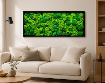 Ball Moss Wall Art 3D | Preserved Cushion Moss Frame | Zero Maintenance Greenery Panel | Unique Biophilic Decor