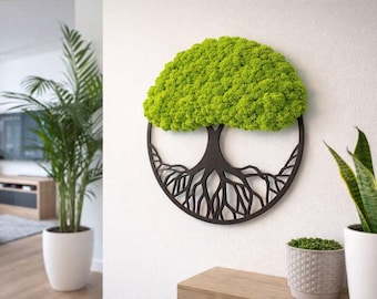 Real Moss Decor, Living Moss Wall Art Large, Tree of life ring, Reindeer moss, Wall art preserved moss, No Care Green Wall Art, Moss wall