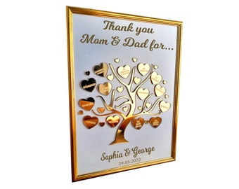 Gold silver wedding gift, Gift for Parents, 3D Golden Tree, Thank You Parent's Gift, Wedding Day Gifts , Parents of the Bride Gift,