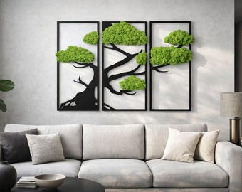 Reindeer moss bonsai Tree, bonsai tree, moss art panels, laser cut moss panels, moss pictures, moss tree, moss decor, moss tree decor,