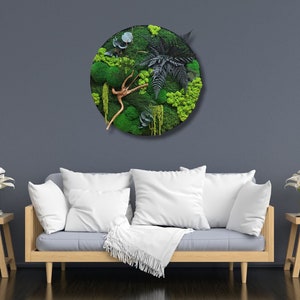 Elevate your walls with round green art. Scandinavian-inspired designs crafted with moss, ferns, and other stabilized plants. Perfect for home, office, spa, or hotel decor. Bring vertical garden vibes to your interiors with these eco-friendly