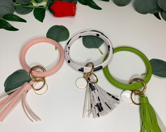 Key Ring Bangle Hand Sanitiser Holder Gingham Print Key Chain Bangle Bracelet Key Saver Key Holder Jewellery