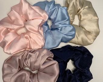 100% Mulberry Silk Hair Scrunchie, Silk Hair Tie, Silk Gift, Oversized Hair Scrunchies