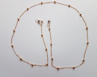 Cadena para mascarilla con cuentas doradas, cordón para gafas, para mujer