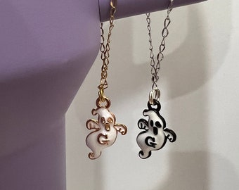 Halloween Ghost Tumbler Cup Handle Charm: Gold or Silver Chain Accessory