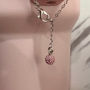 Light Rose Pink Crystal Tumbler Charm: Cup Handle Accessory