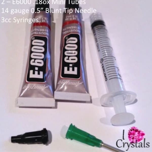 E6000 Mini Tubes 3cc 3ml syringe 14 ga Needle Tip Glue Kit Rhinestone Adhesive Sample Size Glues