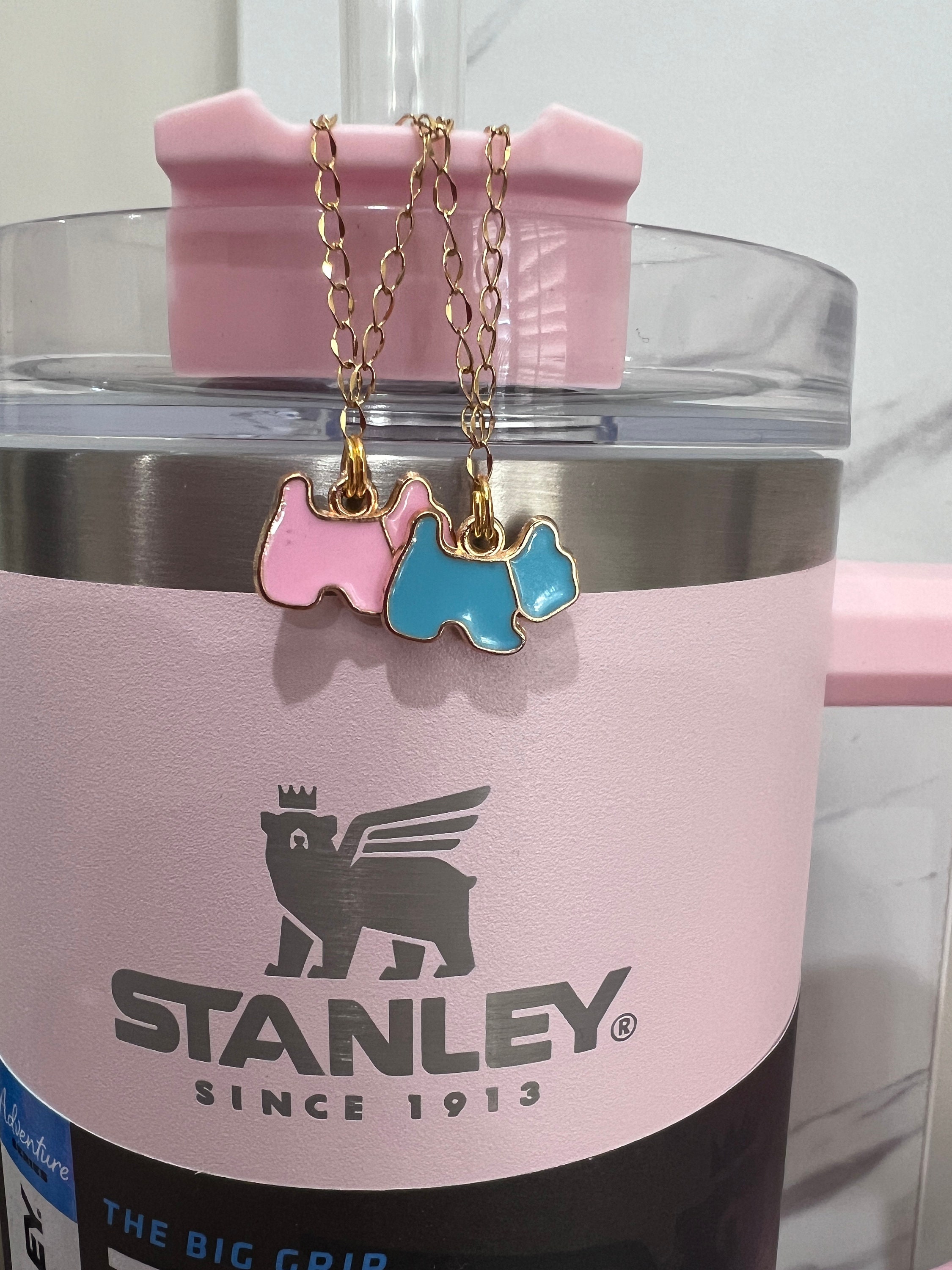 Blue OR Pink Scottie Dog Charm Stanley Tumbler Cup Handle -  in 2023