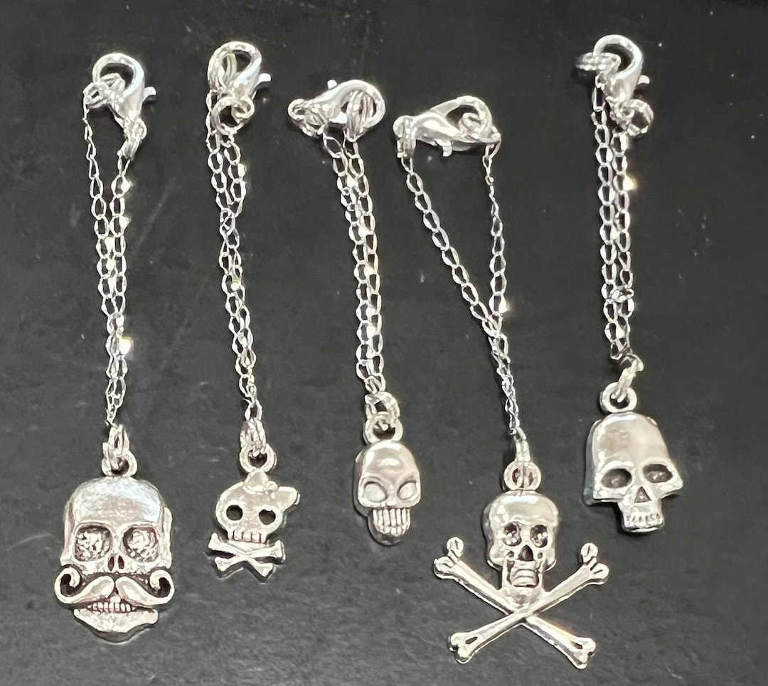 Halloween Skull Charm Bead For Snake Chain Bracelets - Nightmare Before Christmas Style, Fits Pandora, Chamilia & More, Zinc Alloy, Silver Tone