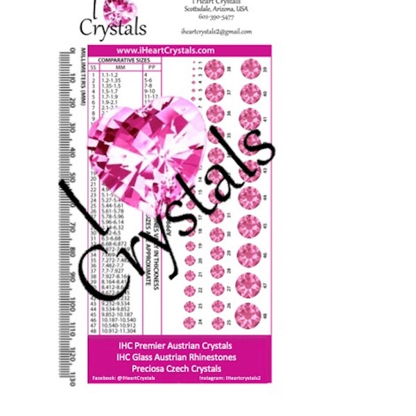 Rhinestone Size Chart Ruler Crystals Gems Bling Pearls mm Size Template Jewelry Chart