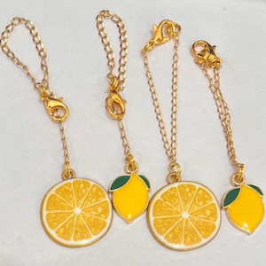 Lemon Stanley Tumbler Cup Handle Charm: Gold Chain Accessory Slice Full Lemon Fruit Lemonade Hydroflask Brumate