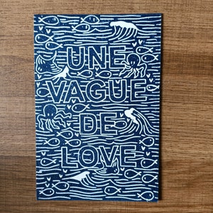 Linogravure Une Vague de Love Carte de vœux image 5