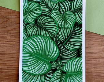 Green plant leaves poster 3 - A6, A5 and A4 - Poster - Illustration - Plant poster - Plant Lover - illustration poster