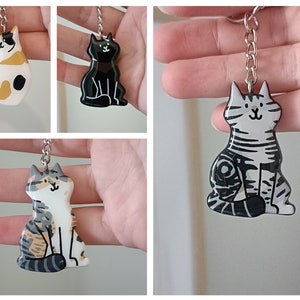 Porte Clés personnalisé à limage de votre chat Porte clef chat fait main idée cadeau image 5