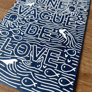 Linogravure Une Vague de Love Carte de vœux image 4