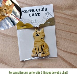Porte Clés personnalisé à l’image de votre chat - Porte clef chat fait main - idée cadeau