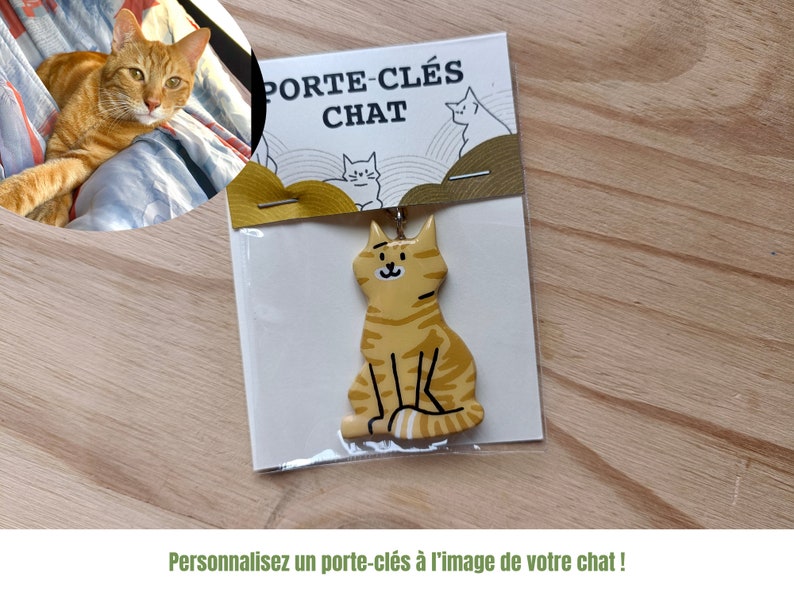 Porte Clés personnalisé à limage de votre chat Porte clef chat fait main idée cadeau image 1