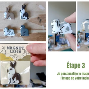 Magnet personnalisé à limage de votre lapin Aimant lapin fait main idée cadeau image 4