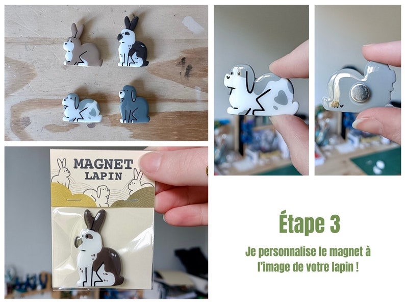 Magnet personnalisé à limage de votre lapin Aimant lapin fait main idée cadeau image 4