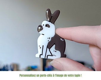 Porte Clés personnalisé à l’image de votre lapin - Porte clef lapin fait main - idée cadeau