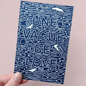 Linogravure Une Vague de Love Carte de vœux image 3