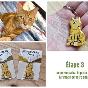 Porte Clés personnalisé à limage de votre chat Porte clef chat fait main idée cadeau image 4