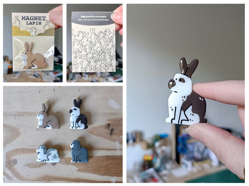 Magnet personnalisé à limage de votre lapin Aimant lapin fait main idée cadeau image 6