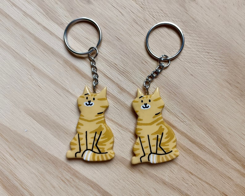 Porte Clés personnalisé à limage de votre chat Porte clef chat fait main idée cadeau image 10