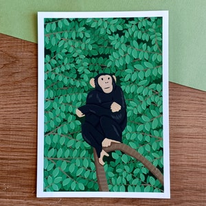 Cartel de Mono en el Bosque/Selva - A5 y A4 - Cartel - ilustración - cartel de mono - cartel de bosque - cartel de ilustración