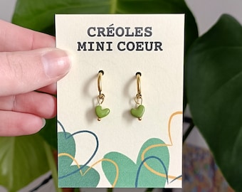 Boucle d’oreille Créole Mini Coeur - Fait main - idée cadeau - Fête des Mères